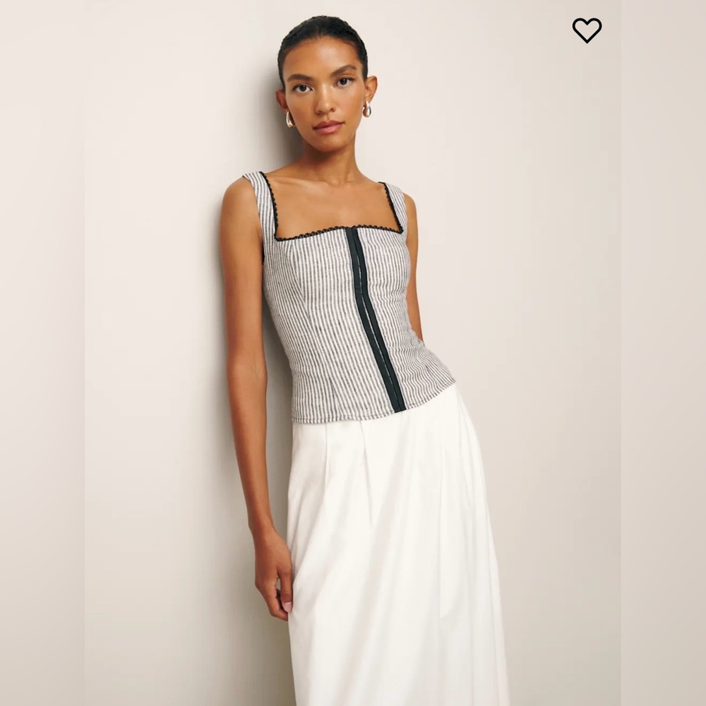 Reformation Tagliatelle Linen Top Ivory - Size 2